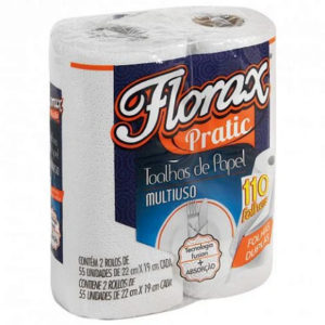 TOALHA DE PAPEL C/02 ROLOS DE 55 FOLHAS | FLORAX